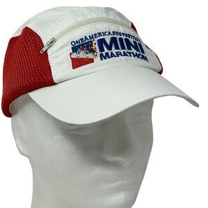 One America 500 Mini Marathon Runners Hat Cap White Lightweight Pocket Running